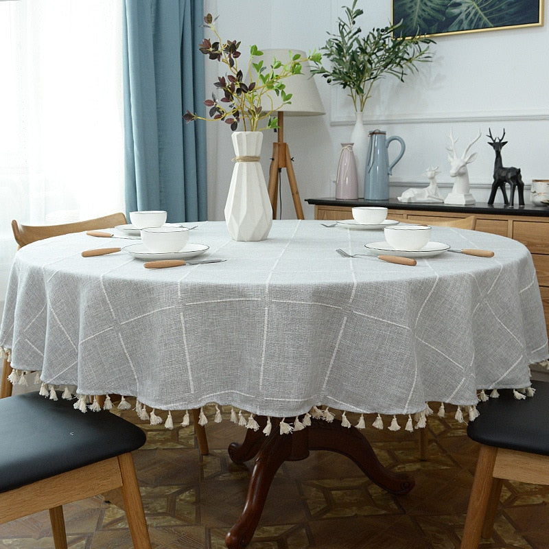 Junips | Aesthetic Round Linen Tablecloth