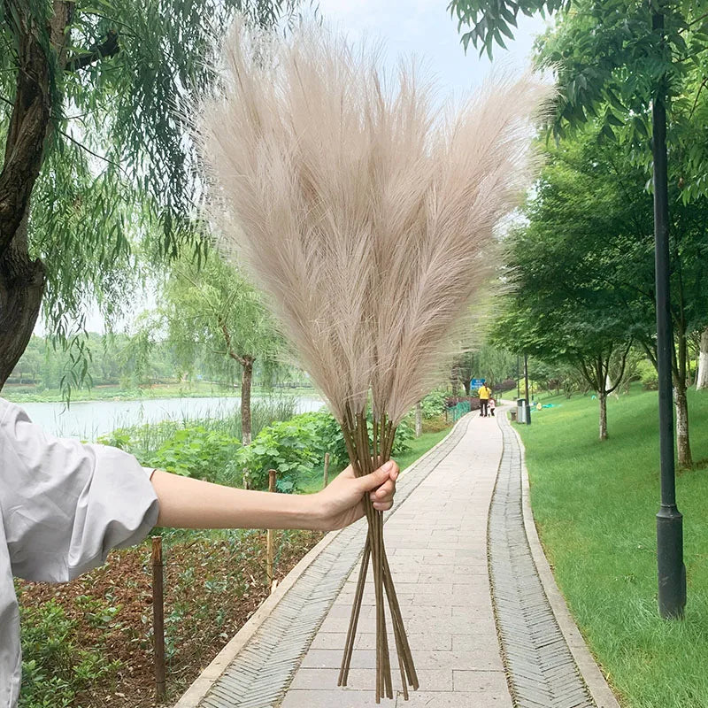 Junips | 5 pieces 100 cm Artificial Pampas Grass Dried Flower Bouquet Wedding Party Decoration Home Room DIY Artificial Plants Decoration Supplies