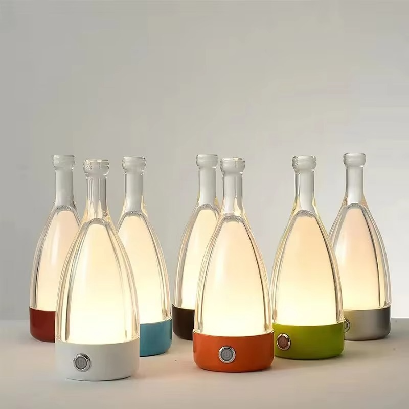 Junips | Wine Bottle Desk Lamp with Bluetooth Speaker – Rechargeable Modern Bedside Night Light