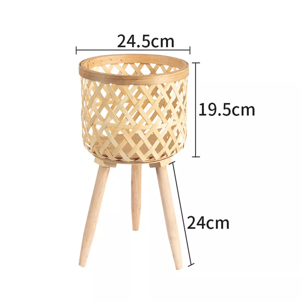 Junips | Handcrafted Bamboo Woven Flower Pot with Stand Plant Flower Display Storage Stand DIY Storage Children's Plant Pots Home Decor