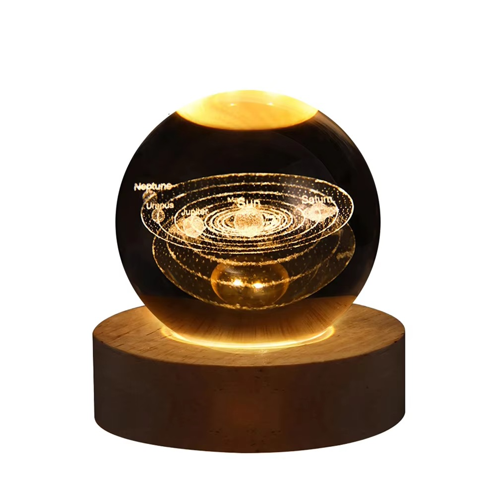 Junips | 2.36 in RGB Crystal Ball Night Light with Milky Way and Moon - Cosmos-Inspired Bedside Decoration