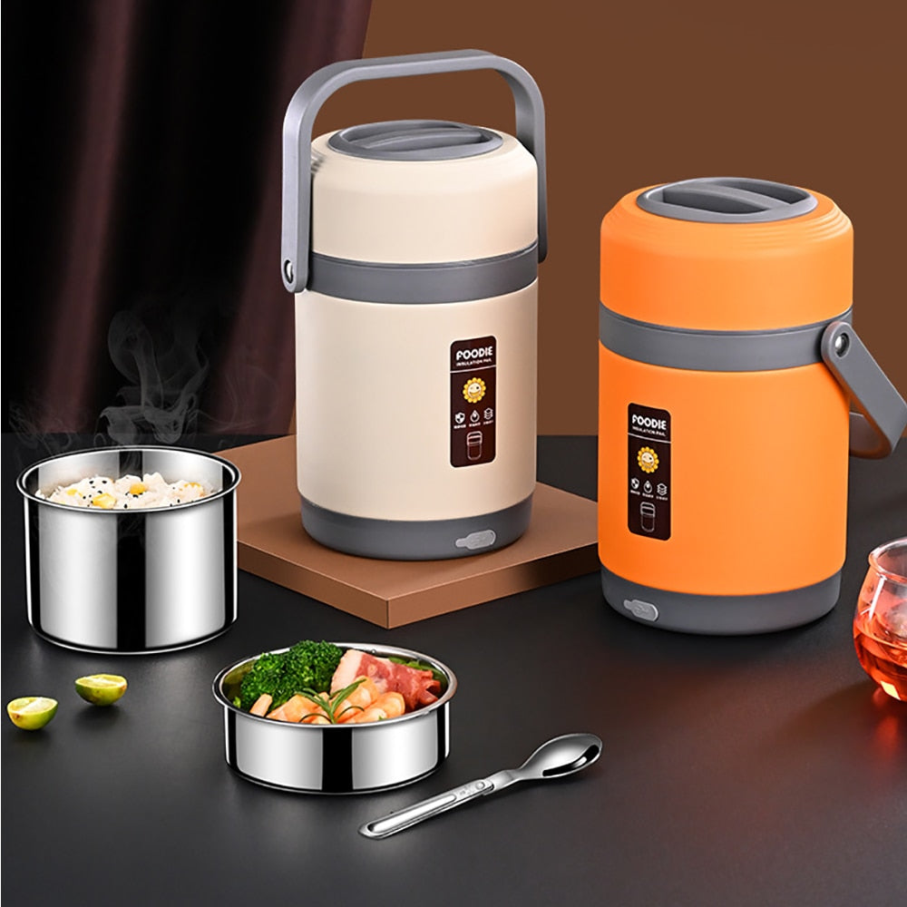 Junips | USB Heated Lunch Box | 304 Stainless Steel Thermal Liner | 65°C Constant Temperature Heater | 1.6L/2.0L High-Capacity Portable Food Warmer | Anhydrous Heating System