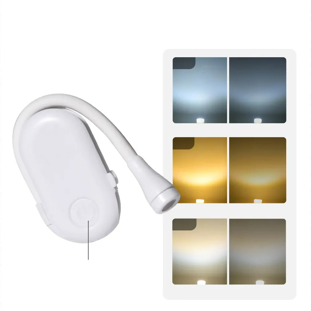 Junips | Mini Book Light - Portable Clip-On Night Light with USB Charging, Dimmable LED for Bedroom, Eye Protection, and Camping - 360° Flip Clip Book Lamp