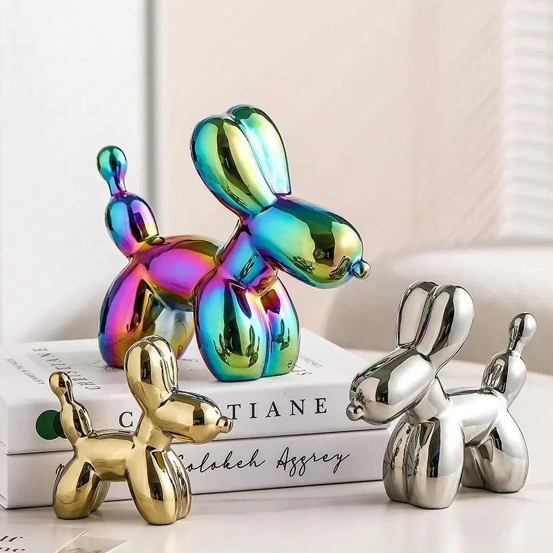 Junips | Nordic Ceramic Balloon Dog Sculpture Gold Animal Decorations Statue Living Room Ornaments Creative Desktop Ornament Home Decor