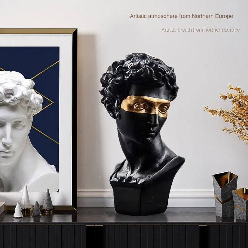 Junips | Statues for decoration, 15 cm, David, coffee table, home decoration, ornaments, bust of a room made of plaster, white resin, decorative art sculpture