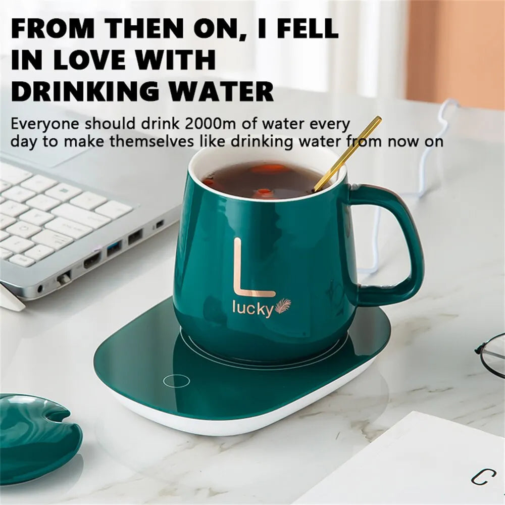 Junips | Smart Ceramic Mug Heater Cup Coaster Warmer Thermostat Coffee Heating Electric Mug Set Milk Tea Heating Water Home Office Gift