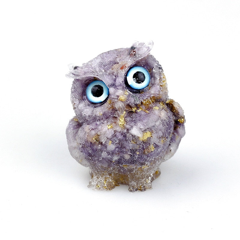 Junips | Natural Crystal Owl Figurine: Handmade Collector's Item