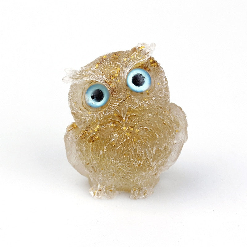 Junips | Natural Crystal Owl Figurine: Handmade Collector's Item