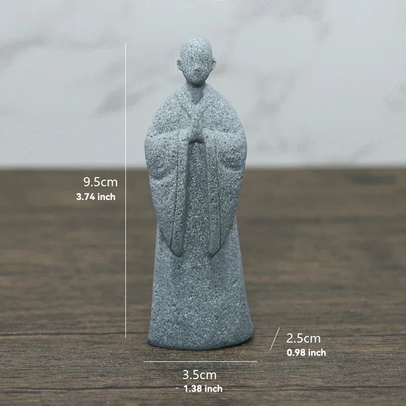 Junips | Buddha Stone Statue Small Buddhist Monks Tibetan Buddhism Figures Zen Garden Ornament Meditation Home Aquarium Decoration