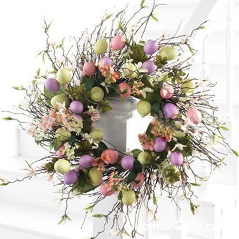Junips | 5 Style Bow Ribbon Easter Egg Wreath Easter Egg Garland Door Ornaments Wall Decor Happy Easter 2023 Decor for Home Kids