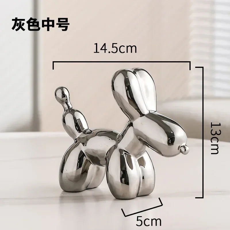 Junips | Nordic Ceramic Balloon Dog Sculpture Gold Animal Decorations Statue Living Room Ornaments Creative Desktop Ornament Home Decor