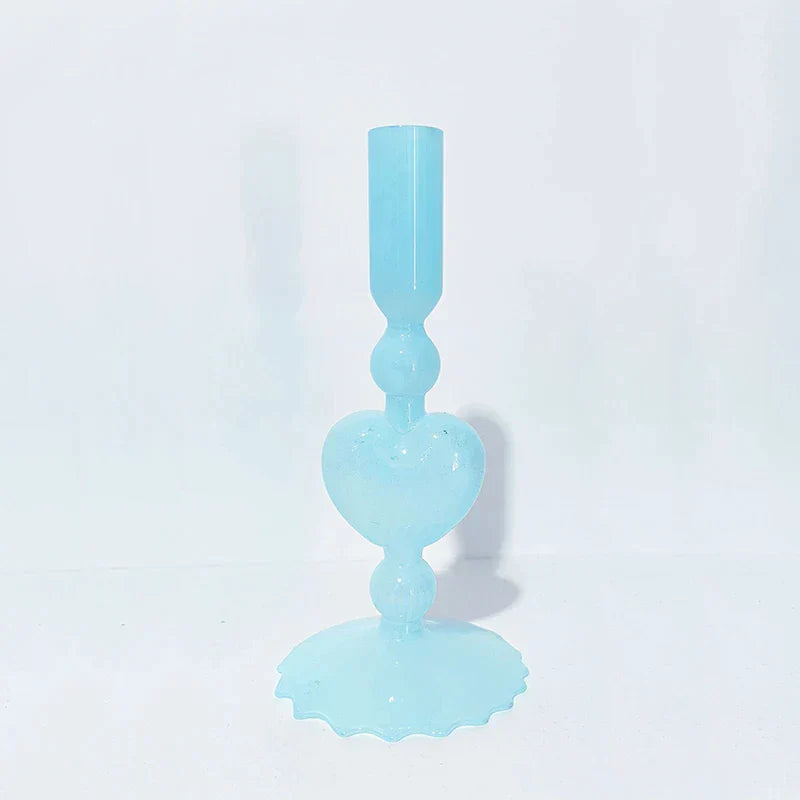 Junips | Retro Taper Candle Holder Red Heart Shape Glass Candle Holder Wedding Table Decoration Home Party Glass Vase Decor