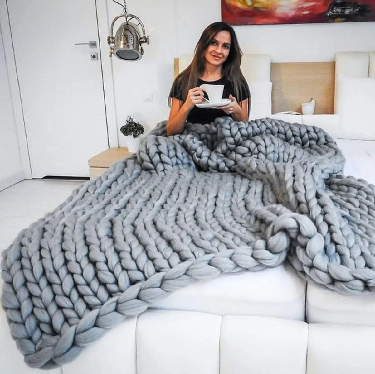 Junips | Chunky Knit Blanket – Cozy Wool Blanket for Every Room – Soft & Warm – Perfect for Sofa and Bed