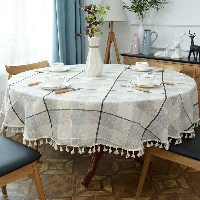 Junips | Aesthetic Round Linen Tablecloth