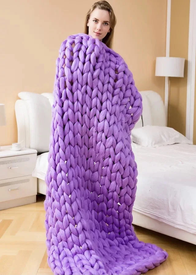 Junips | Chunky Knit Blanket – Cozy Wool Blanket for Every Room – Soft & Warm – Perfect for Sofa and Bed