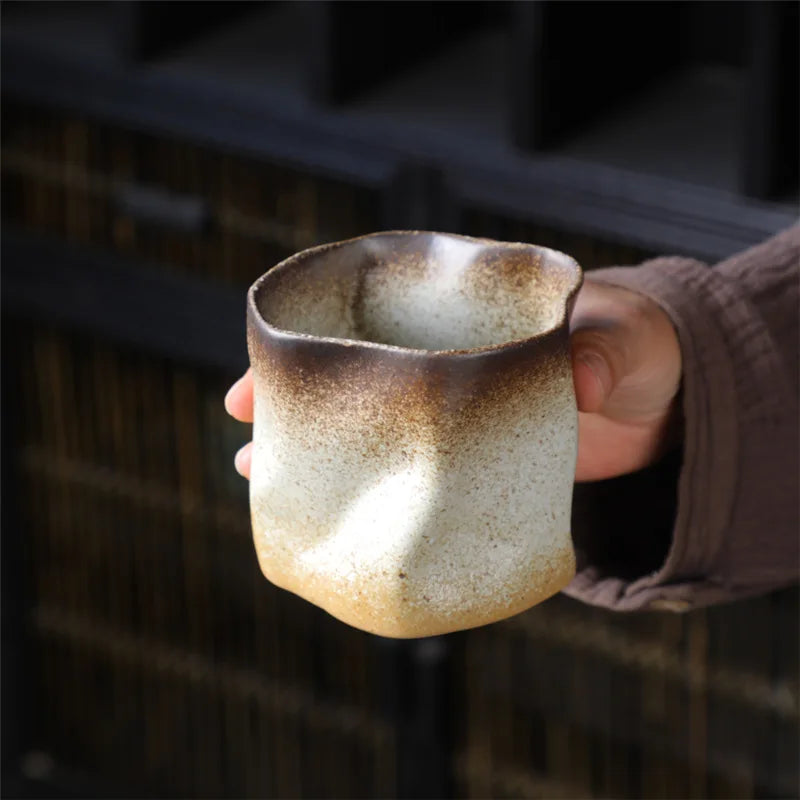 Junips | Irregular twisted shape cup 9.47 ounces/280 ml ceramic coffee tea cup without handle polychromatic creative ceramic mugs coffee mugs retro