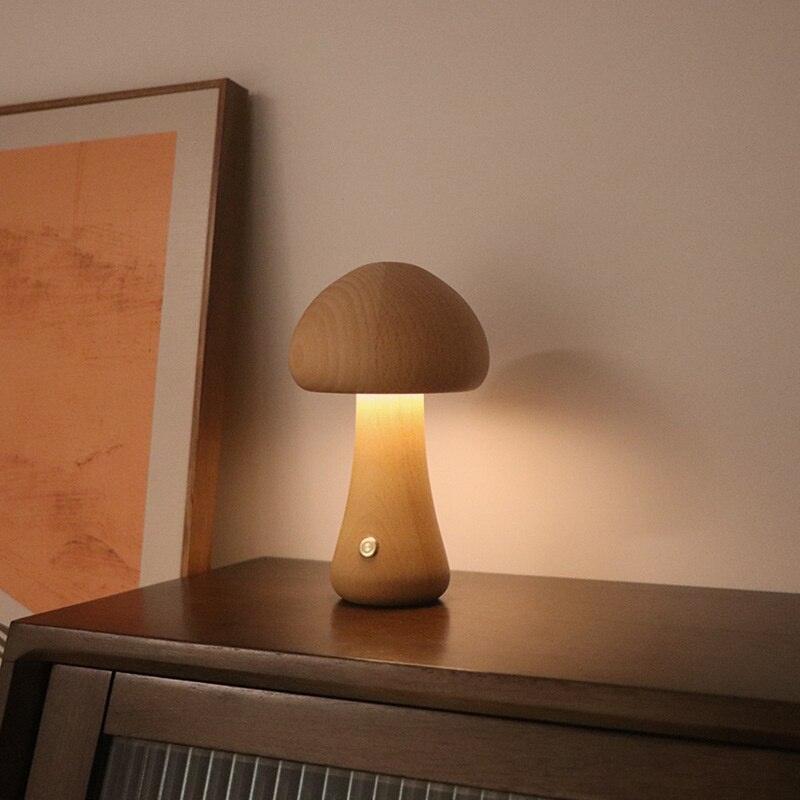 Junips | Wooden LED Table Lamp Mushroom Glow