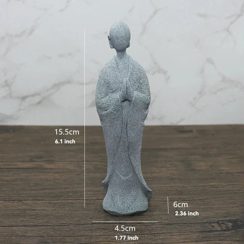 Junips | Buddha Stone Statue Small Buddhist Monks Tibetan Buddhism Figures Zen Garden Ornament Meditation Home Aquarium Decoration