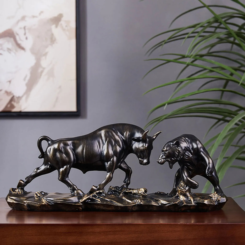 Junips | Feng Shui Bear and Bull Statue, Bull Figure, Collection Cow Sculptures Animal