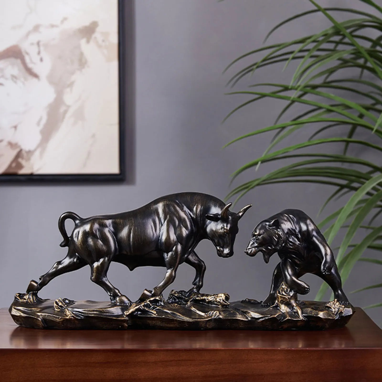 Junips | Feng Shui Bear and Bull Statue, Bull Figure, Collection Cow Sculptures Animal