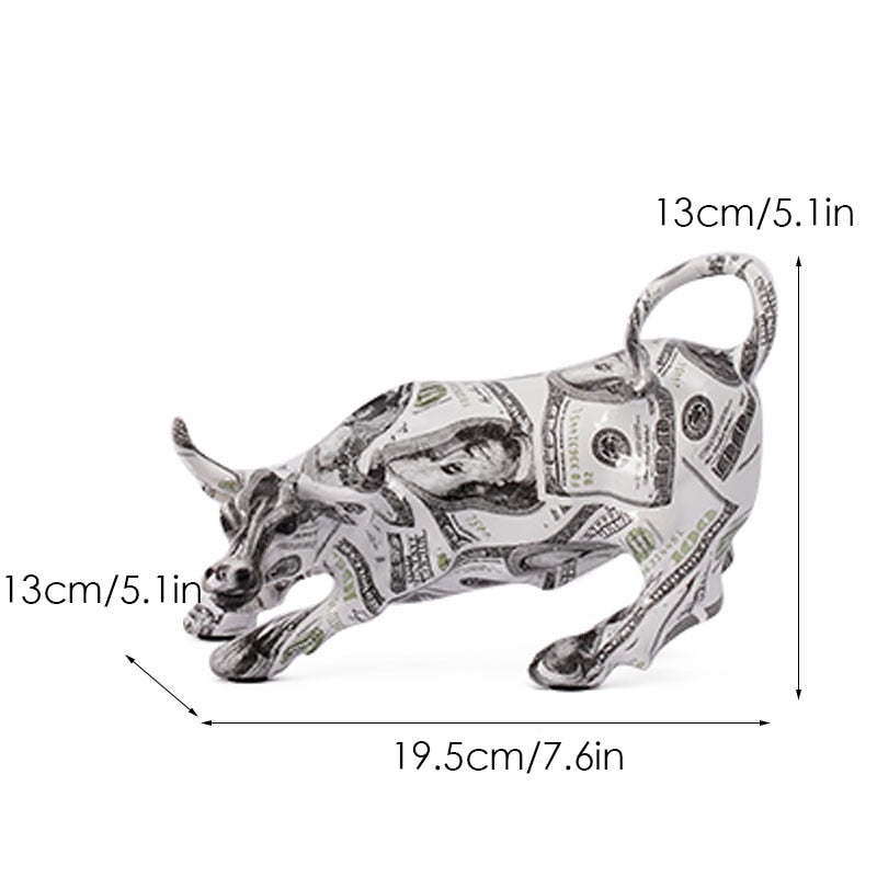Junips | Graffiti-Painting Resin Bull Figures Home Living Room Bedroom Office Desktop Feng Shui Ornaments Collection Statues