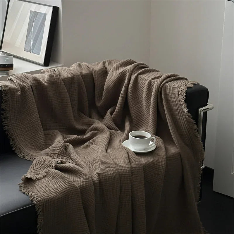 Junips | Solid color cotton sofa blanket