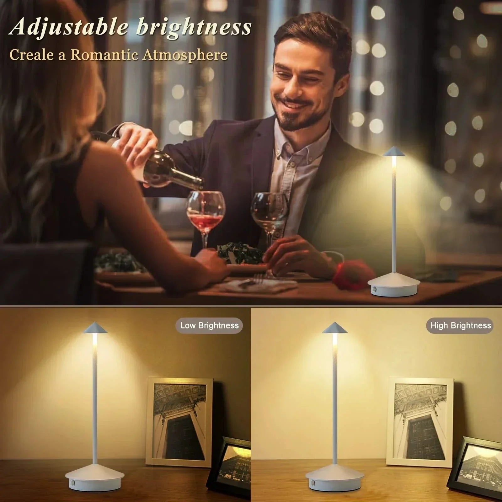 Junips | Rechargeable Table Lamp Creative Dining Room Touch Led Hotel Bar Coffee Pina Pro Table Lamp Decorative Desk Lamp