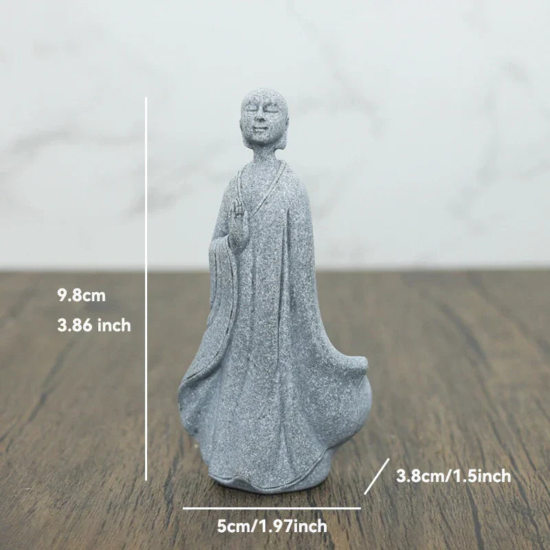 Junips | Buddha Stone Statue Small Buddhist Monks Tibetan Buddhism Figures Zen Garden Ornament Meditation Home Aquarium Decoration