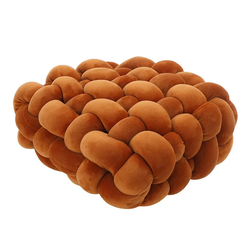Junips | Living Room Soft Plush Knot Pillow Sofa Pillow Solid Color Square Handwoven Home Throw Pillow Square Woven Seat Cushion Pillow
