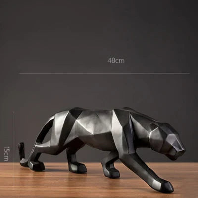 Junips | Panther Statue, Animal Figure, Abstract Geometric Style, Resin, Leopard Sculpture, Home Office, Desktop Decoration, Crafts