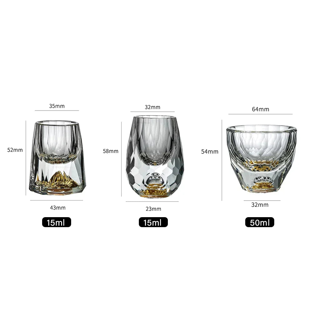 Junips | Crystal Glass Whiskey Glasses Bar Liqueur Sphere Cups Sake and Shochu Double-Walled Thick Bottoms Small Capacity Tea Cups
