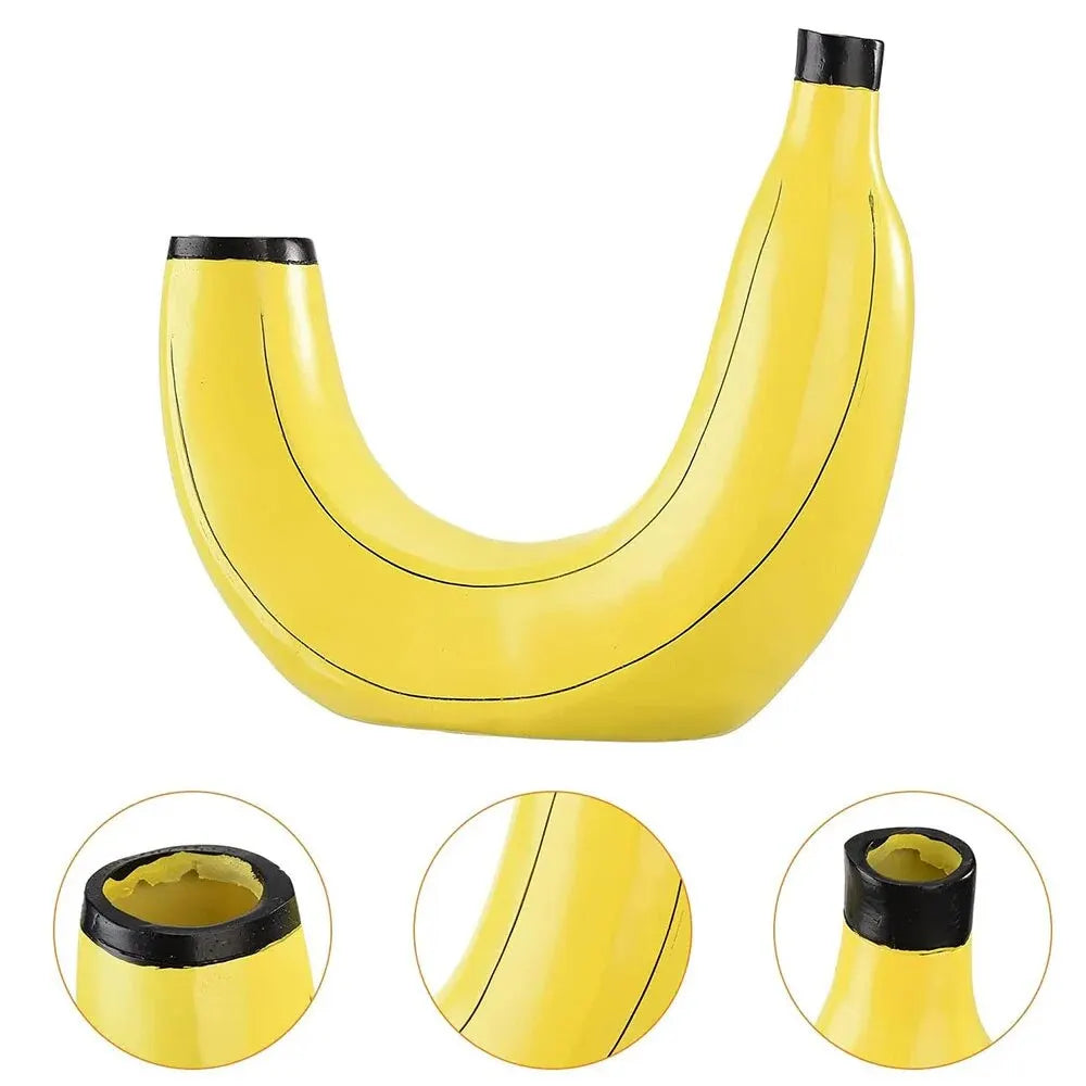 Junips | Banana vase, flower vase made of resin, cute banana shape, decorative tabletop vase for flower arrangements, living room, bedroom, home decoration