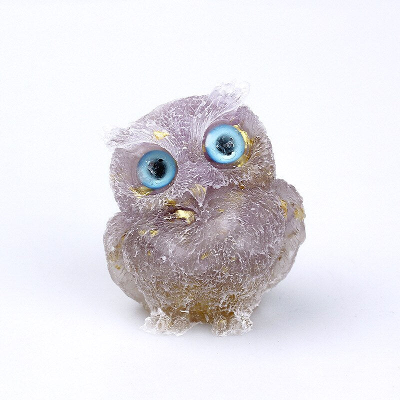 Junips | Natural Crystal Owl Figurine: Handmade Collector's Item