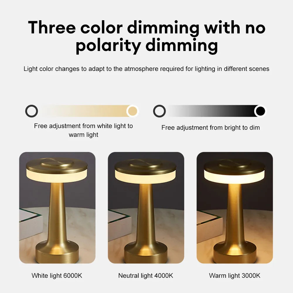 Junips | Retro Led Table Lamp Usb Rechargeable Infinitely Dimmable Night Light Camping Light Suitable For Bar Lampbedroom Ambient Light