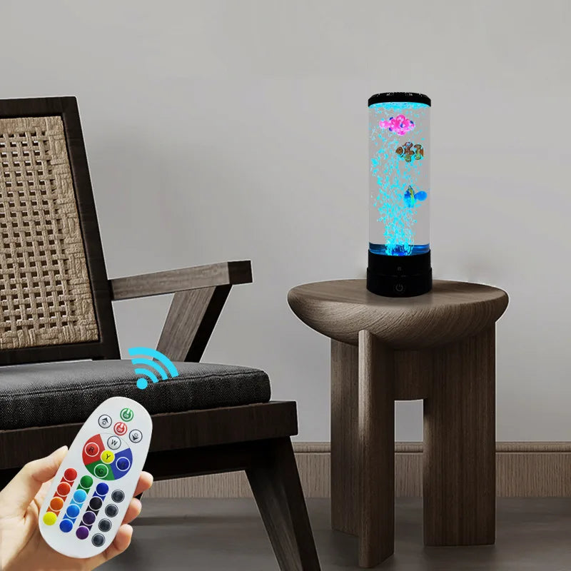 Junips | Simulated Led Colorful Large Bubble Fish Light Aquarium Tank Usb Night Light for Home Desk Bedroom Living Room
