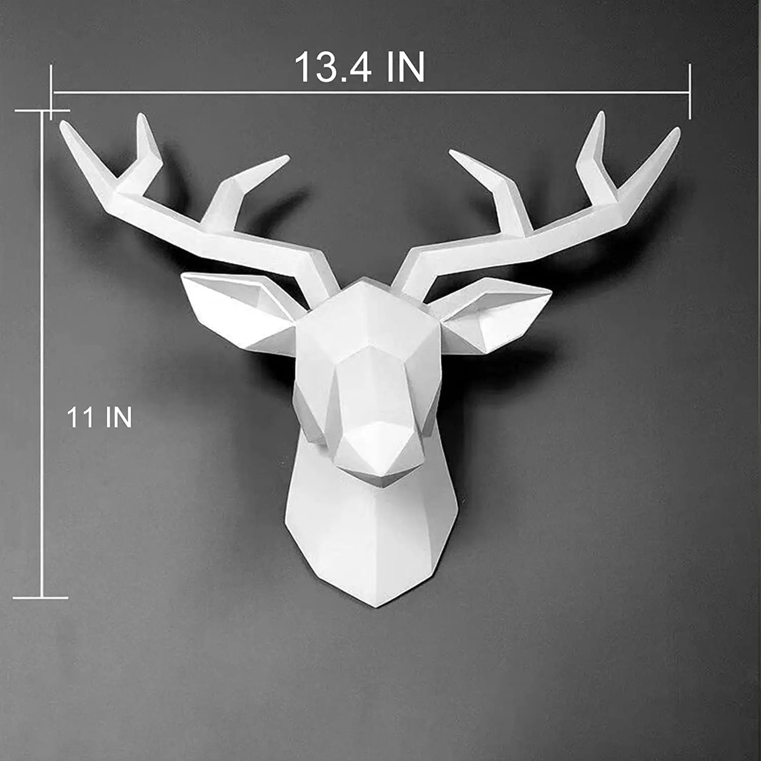 Junips | 3D-Deer Head Sculpture, geometric resin, animal deer head wall decoration, modern home decor, luxurious decorative wall decor