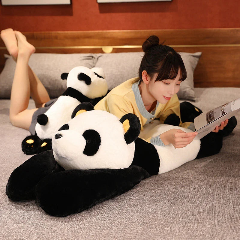 Junips | Giant Lazy Panda Soft Plush Toy | Oversized Ergonomic Support Pillow | High-Loft PP Cotton Filling | Hypoallergenic Soft-Touch Synthetic Fiber | Large-Scale Anatomical Animal Figurine