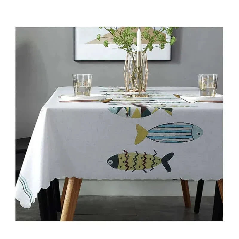 Junips | Rectangular Stain-Resistant Tablecloth with Aquatic Design