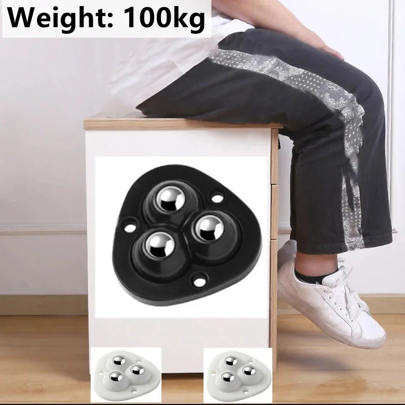 Junips | Self-Adhesive Full Rotating Furniture Mover Wheel Rollers | 360° Omnidirectional Swivel | 100kg Load Capacity | Stainless Steel Ball Bearings | 4-Piece Industrial Caster Set