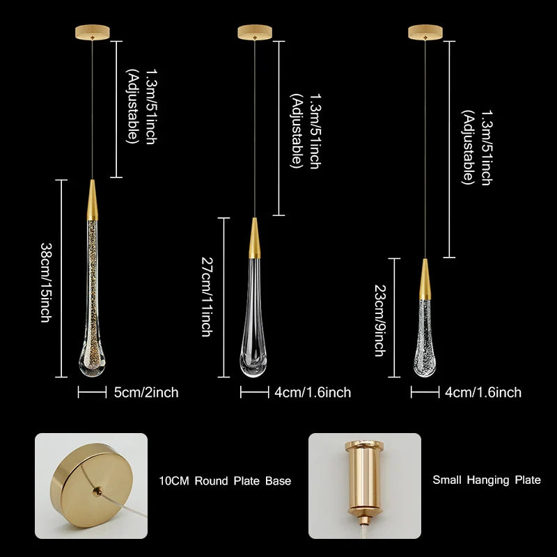 Junips | Crystal LED Pendant Lights: Perfect for Bedroom, Dining Room, Bar - Water Drop Chandelier, Stair Lamp for Interior Decoration