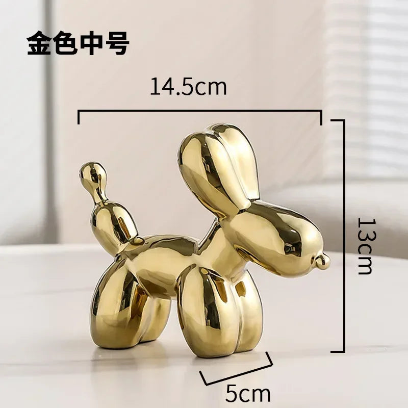 Junips | Nordic Ceramic Balloon Dog Sculpture Gold Animal Decorations Statue Living Room Ornaments Creative Desktop Ornament Home Decor