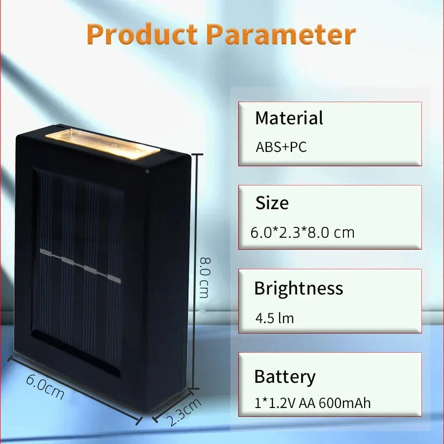 Junips | Waterproof LED Solar Wall Lamp: Up and Down Lighting for Balcony, Garden, Street and Landscape