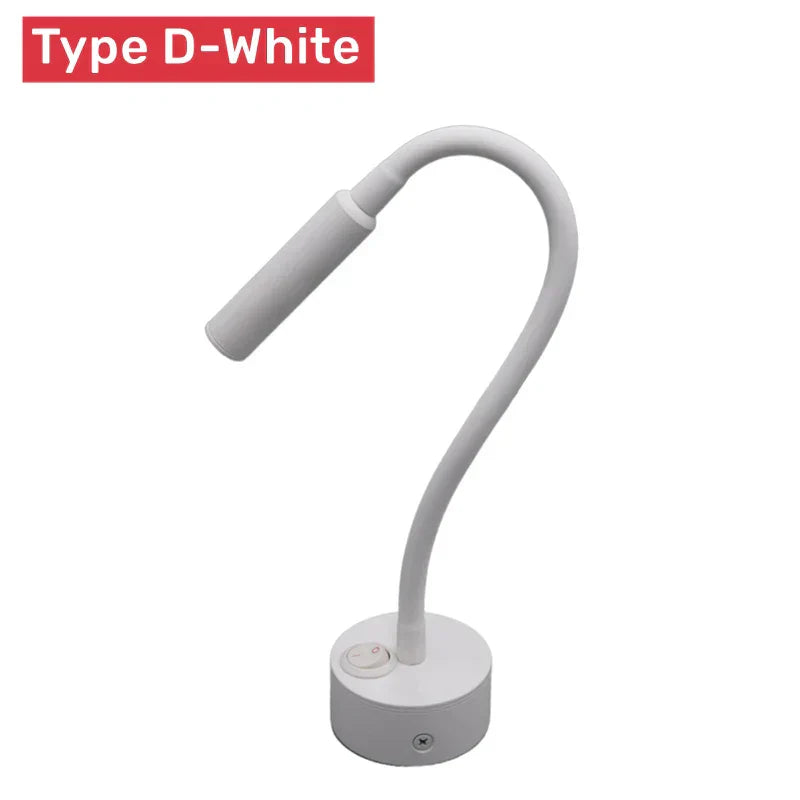 Junips | Modern Flexible LED Reading Wall Lamp with Switch for Bedroom and Study - 1W/3W