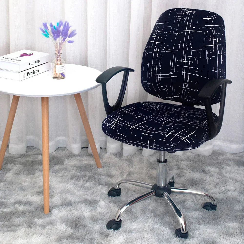 Junips | 2-piece Split Office Rose Chair Covers
