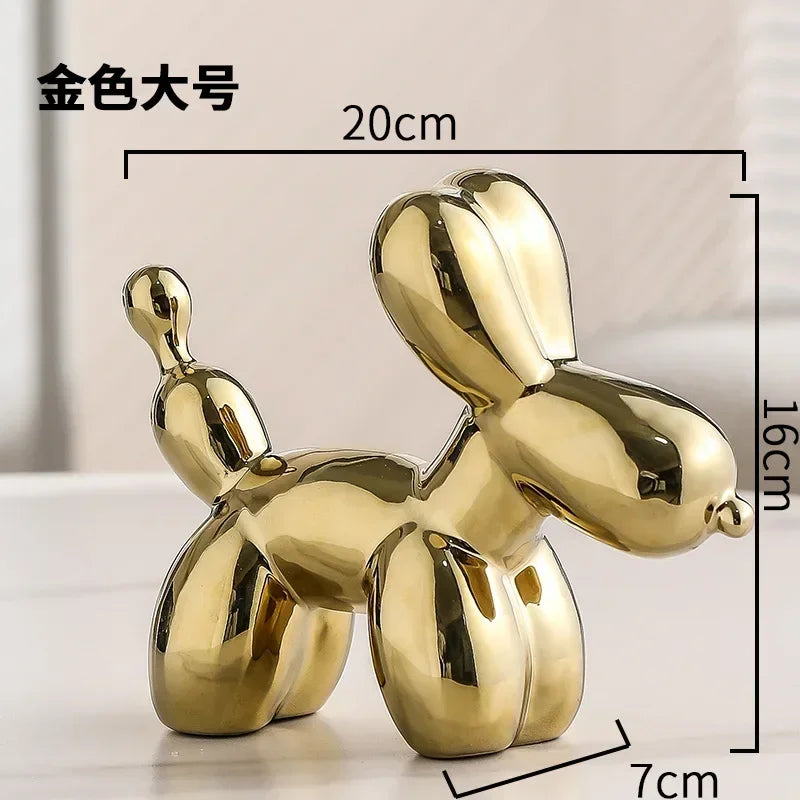 Junips | Nordic Ceramic Balloon Dog Sculpture Gold Animal Decorations Statue Living Room Ornaments Creative Desktop Ornament Home Decor