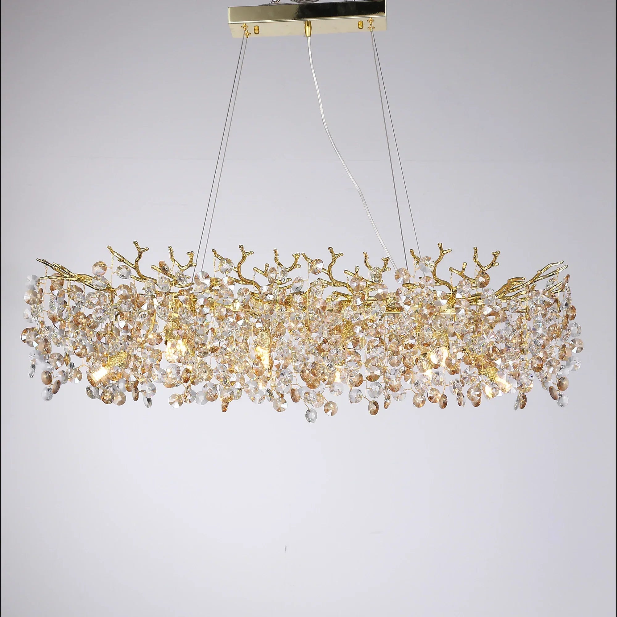 Junips | Long Crystal Pendant Chandelier | Nordic LED Island Light with Remote Control (G9)