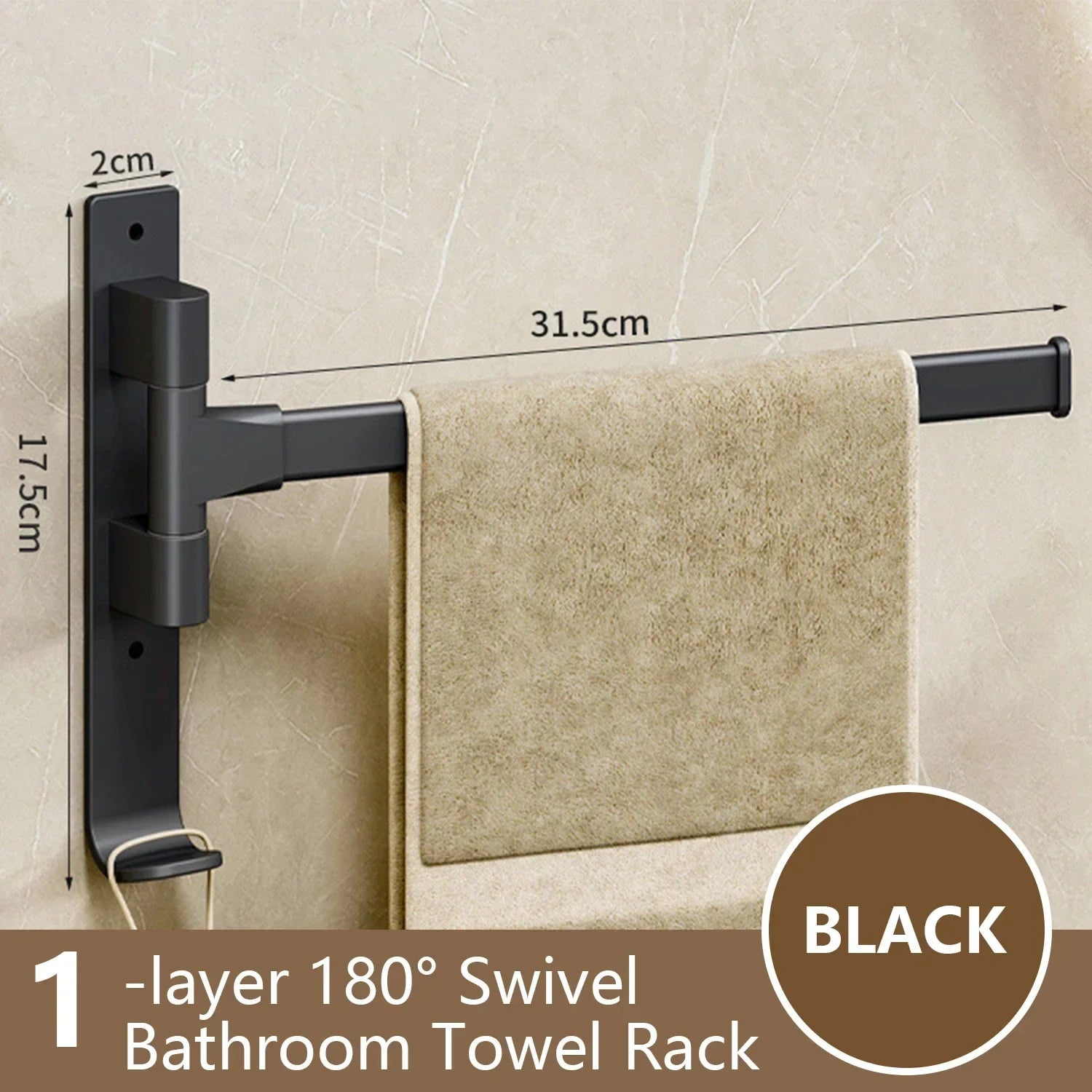 Junips | Bathroom Towel Holder Rotatable Towel Rack Space Aluminum 1/2/3/4/5-Bar Towel Holder Kitchen Shelf Kitchen Hanging Shelf Wall Mounted