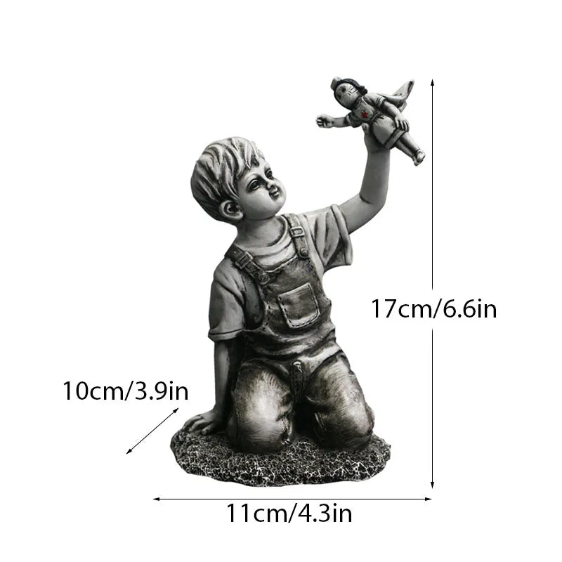 Junips | Dropshipping Banksy Sculpture Collection Flower Thrower Statue Pop Art Modern Balloon Girl Figurine Office Home Decoration