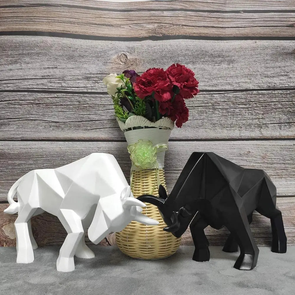 Junips | YuryFvna Modern Geometric Bull Statue, Ornament, Café, Bull Sculptures, Animal Figures, Abstract Hotel Home Decoration
