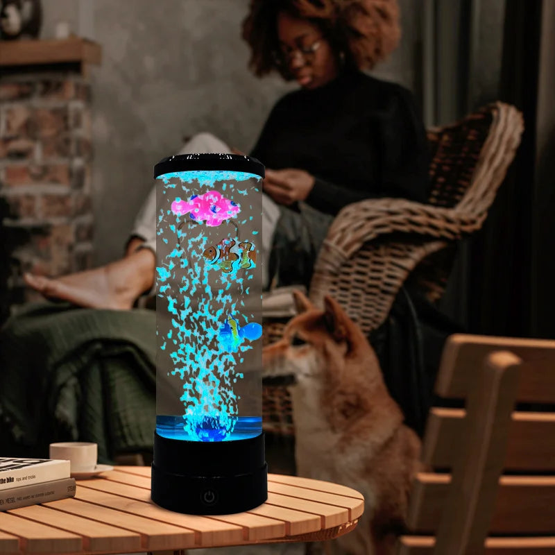 Junips | Simulated Led Colorful Large Bubble Fish Light Aquarium Tank Usb Night Light for Home Desk Bedroom Living Room